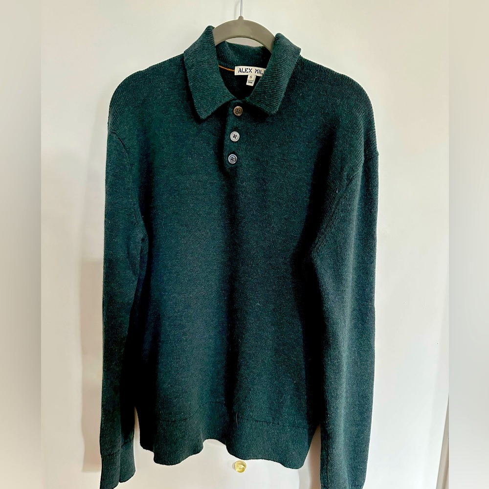 alex mill merino wool/cotton polo sweater